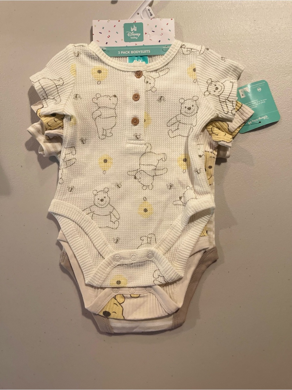 Disney Winnie the Pooh Short-Sleeve Bodysuit - Cream/Yellow/Gray